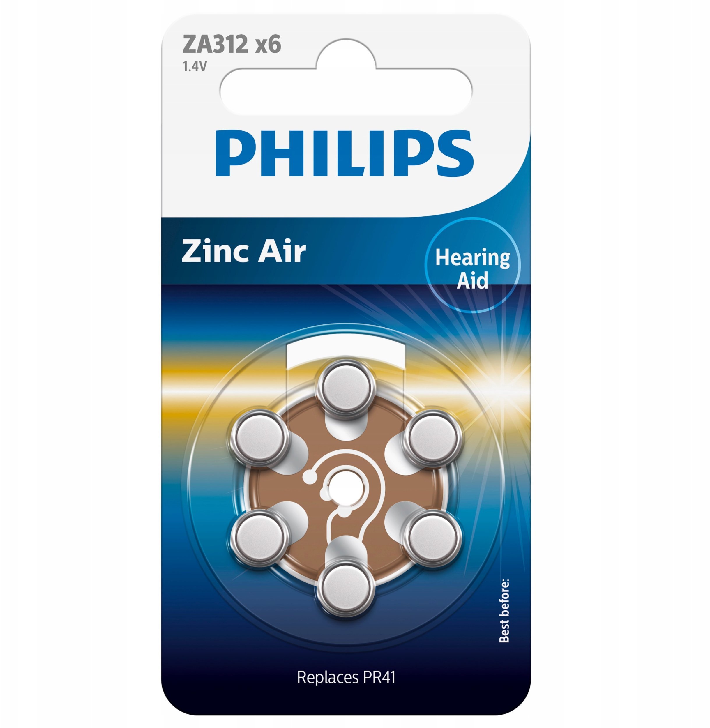 Philips 1x6 Zinc-Air PR41 / 312 Bateria do aparatów słuchowych