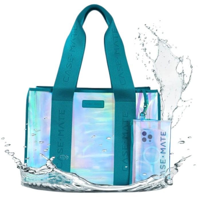 Case-Mate Large Travel Tote Bag - Wodoodporna torba na ramię z etui na telefon (Emerald Blue Soap Bubble)