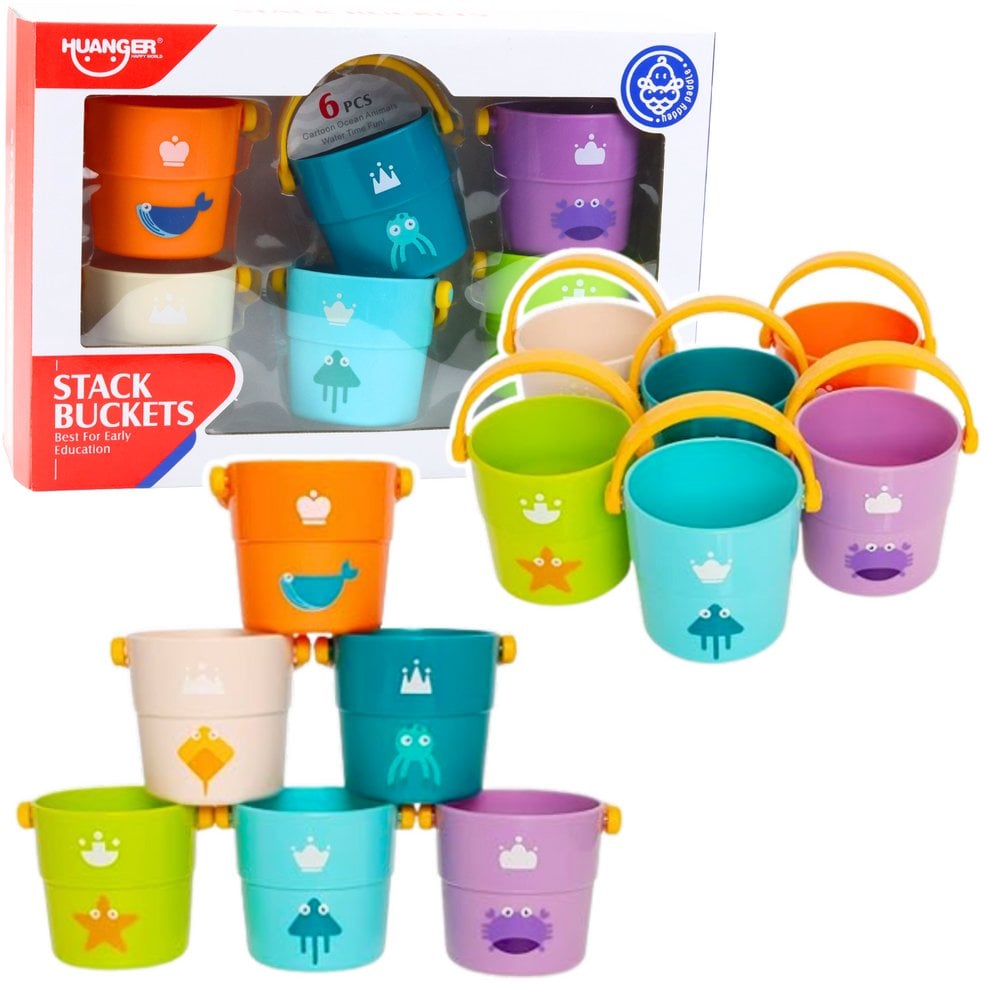 Zestaw Wiaderka Do Kąpieli Z Otworami Kolorowe 6szt