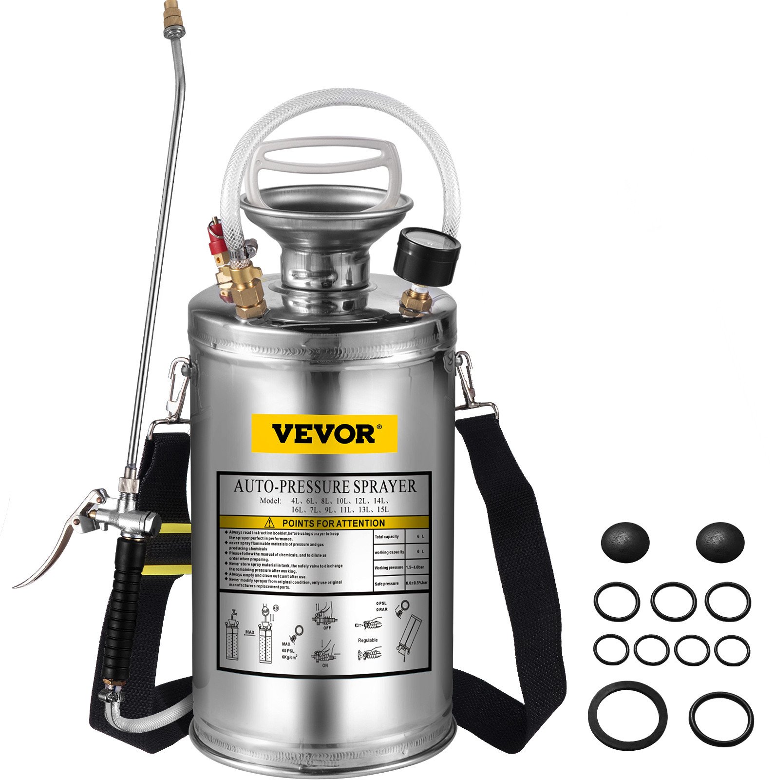 Opryskiwacz ciśnieniowy stal nierdzewna 6 L