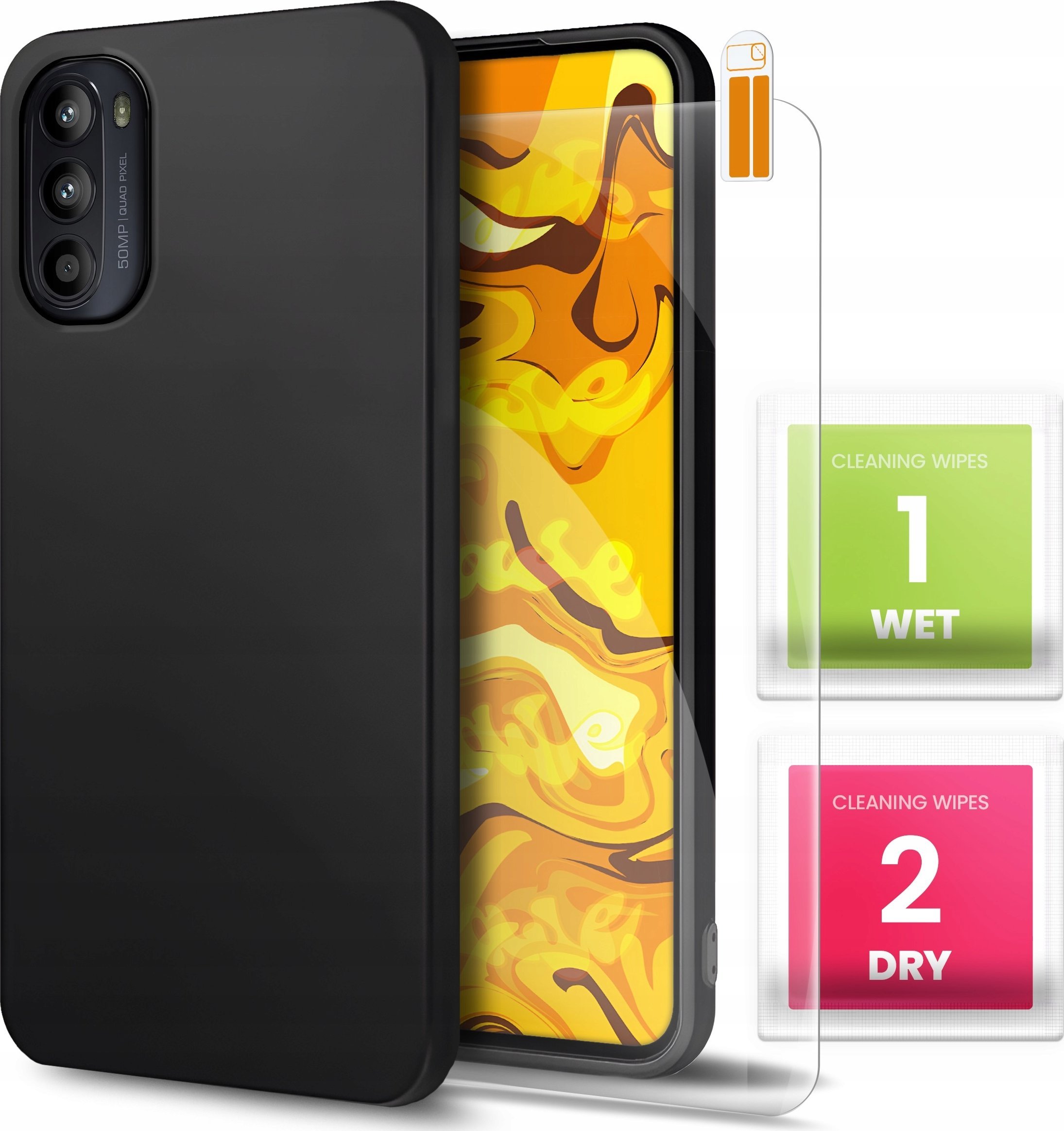 Hello Case Etui do Motorola Moto G52 / G82 (Czarne, Matowe, Obudowa , Silikon) SZKŁO