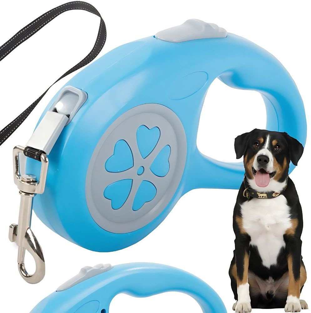 Smycz automatyczna dla psa taśma z blokadą mocna lekka zwijana 5m 15kg