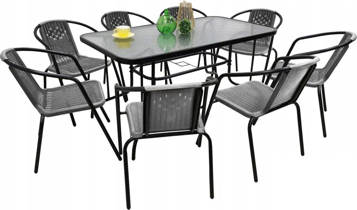 Zestaw ogrodowy obiadowy na taras BERGOMO dla 8 osób szary