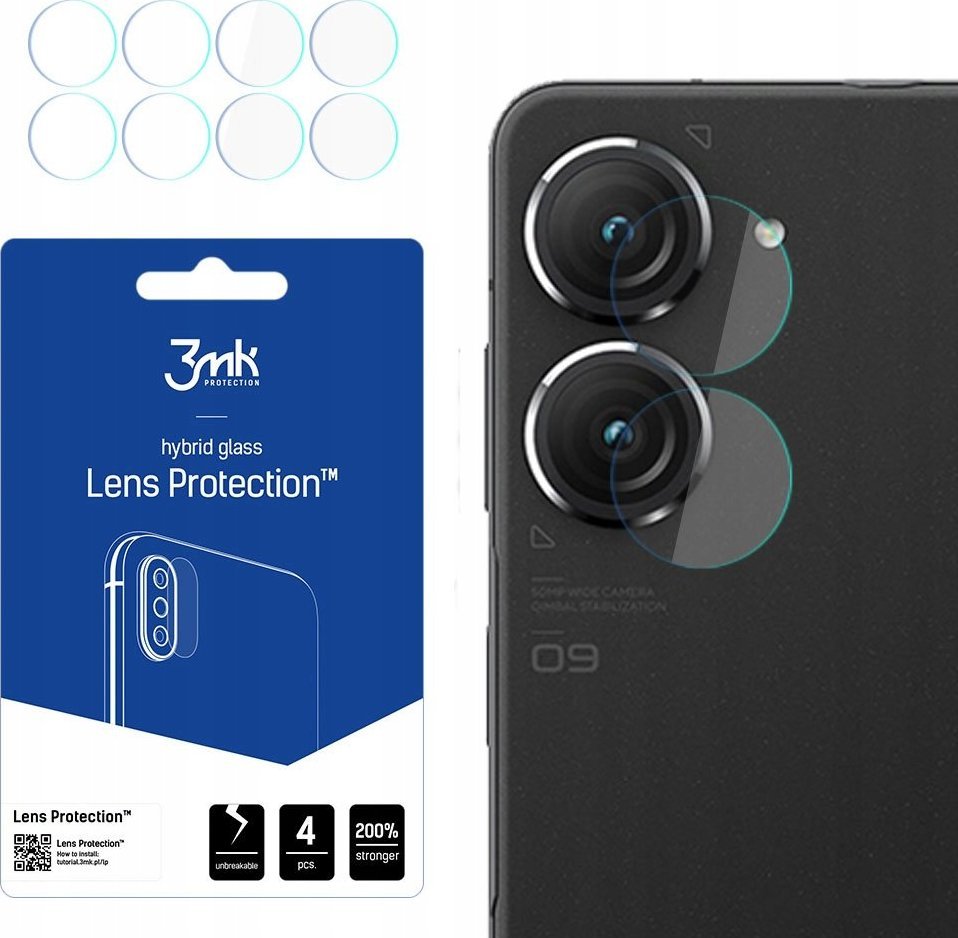 3MK Szkło hybrydowe na obiektyw aparatu 3MK Lens Protection Asus Zenfone 9 [4 PACK]