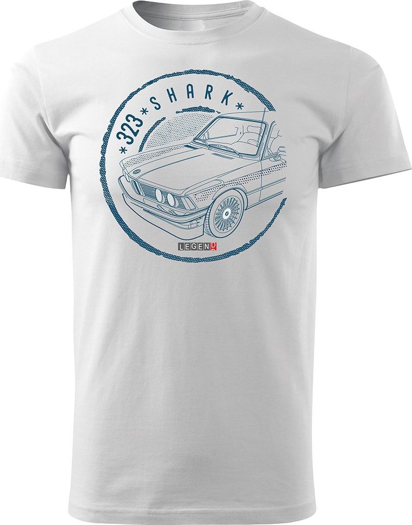 Topslang Koszulka z samochodem BMW 323 rekin męska biała REGULAR XXL