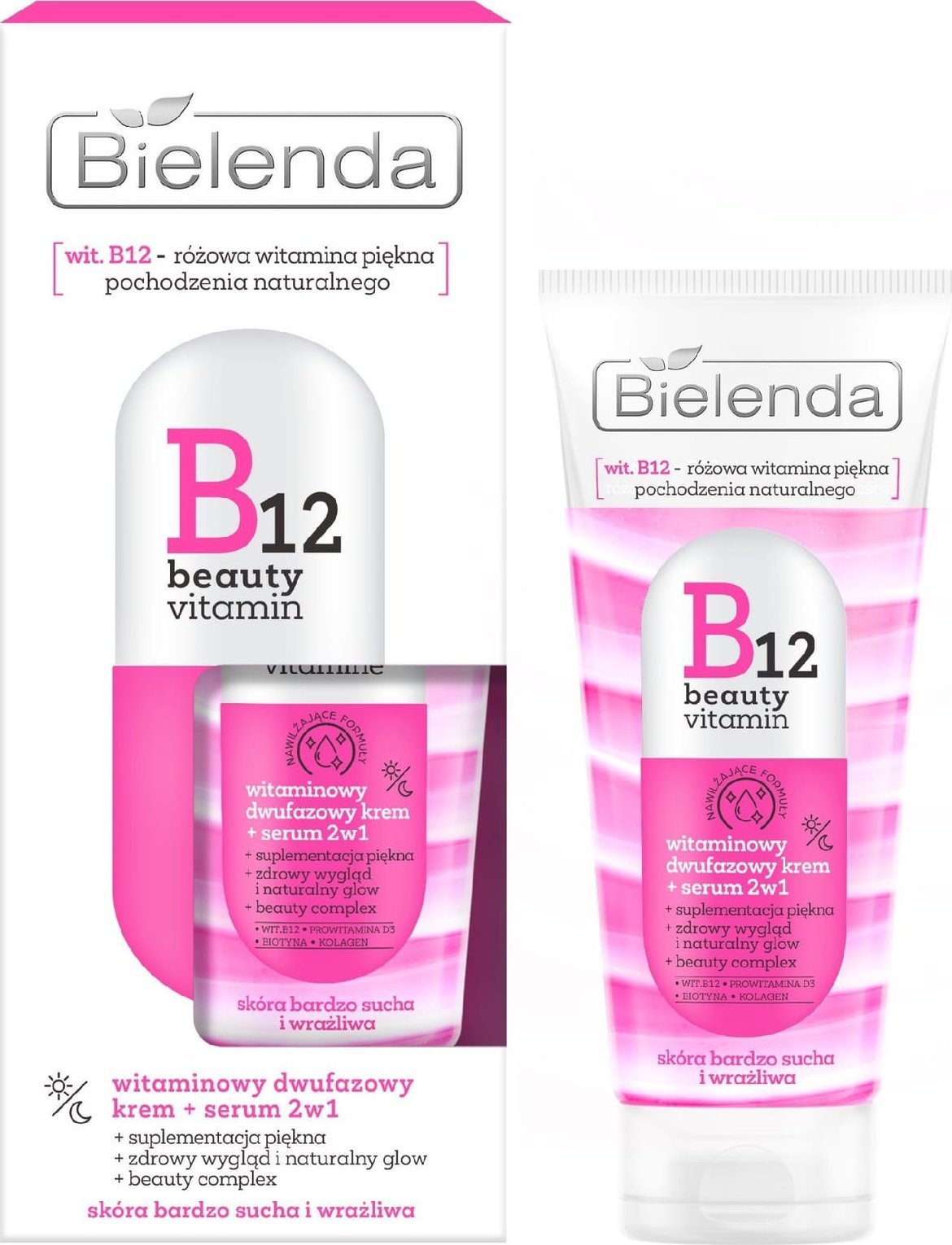 Bielenda B12 Beauty Vitamin Witaminowy dwufazowy krem + serum 2w1 45g