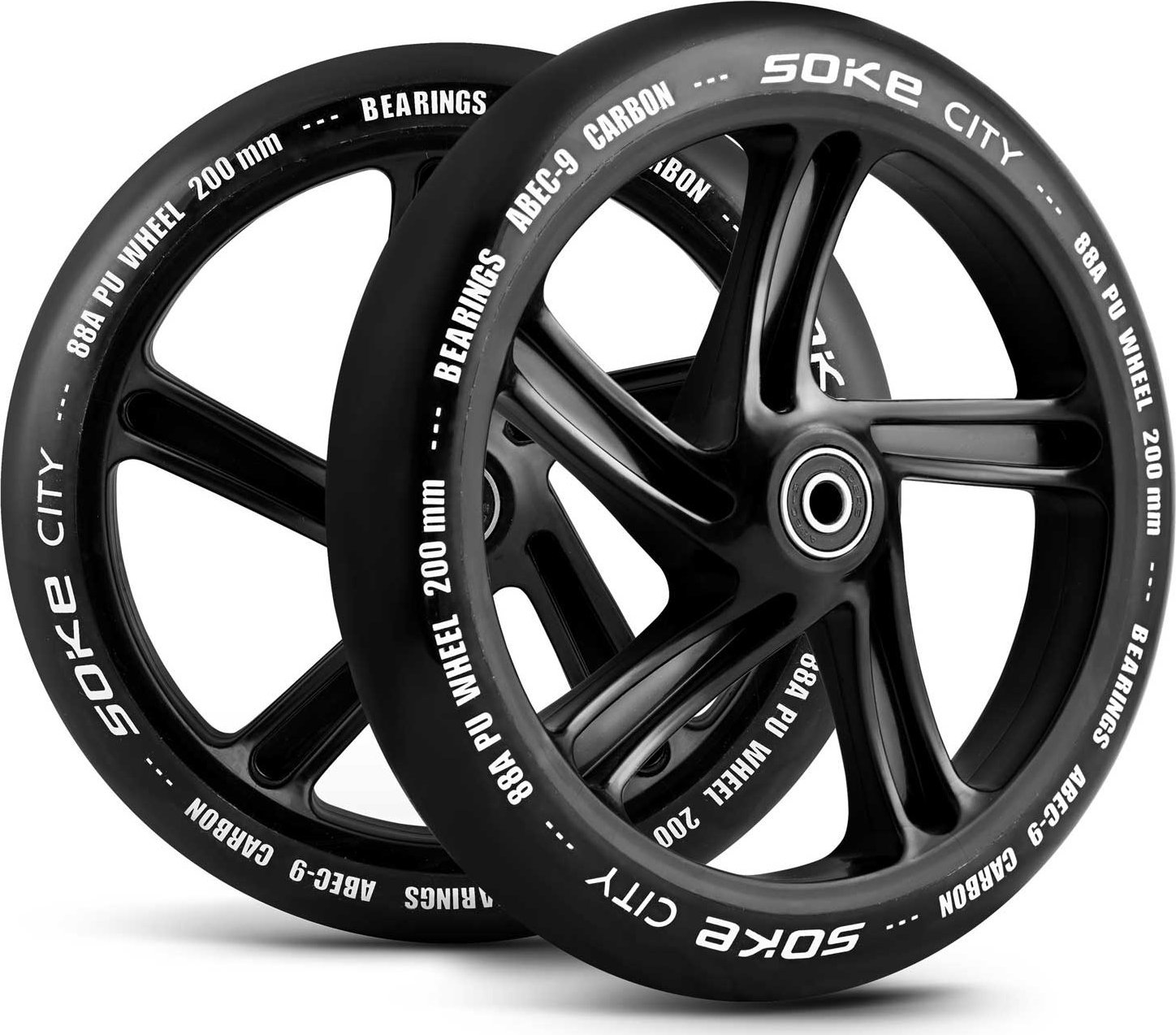 Soke Kółka do hulajnogi miejskiej 200 mm czarne 2 szt.