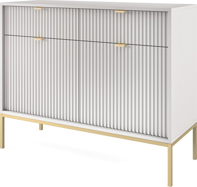 Ravio Dwudrzwiowa komoda Kioto KSZ104 w kolorze szarym ze złotymi nóżkami