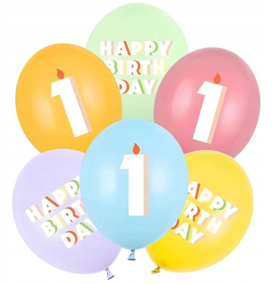 Balony 1 mix 30cm 6szt