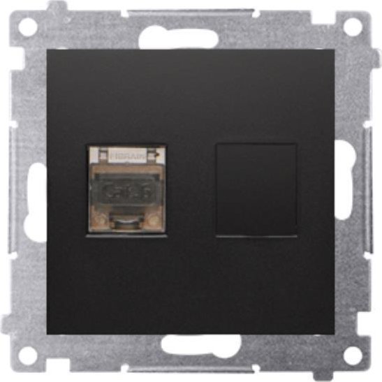 Kontakt-Simon Simon 54 Gniazdo komputerowe pojedyncze RJ45 kategoria 6 ekranowane z przesłoną przeciwkurzową (moduł) czarny mat D61E.01/49