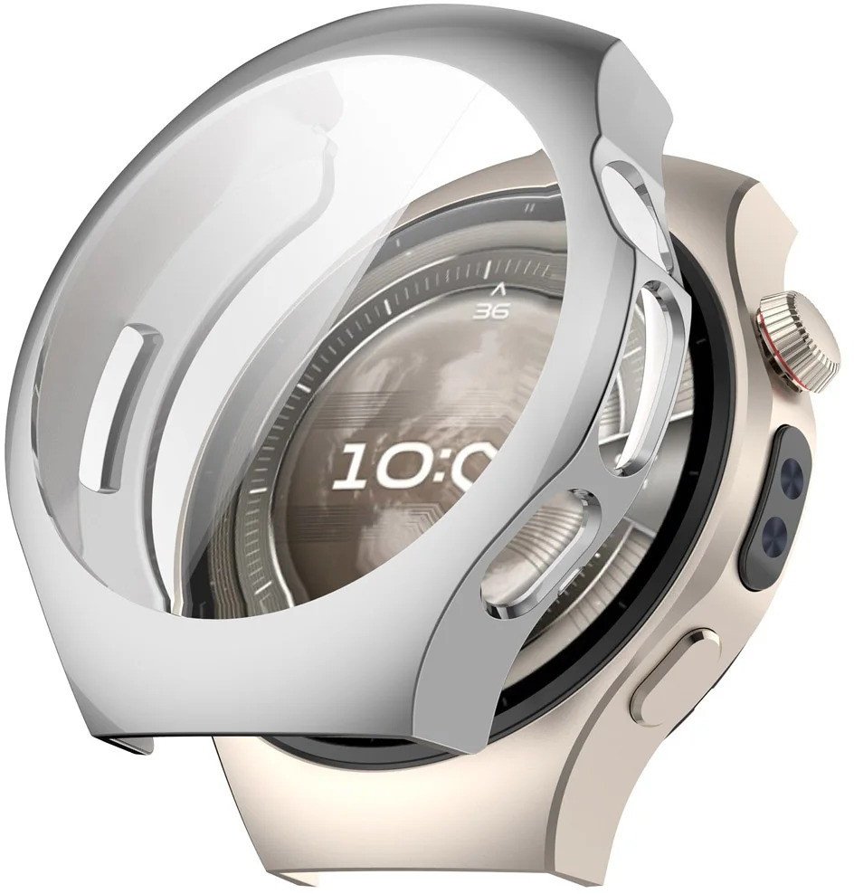 SILIKONOWE ETUI Z OSŁONKĄ NA EKRAN DO HUAWEI WATCH 5 42MM SREBRNE