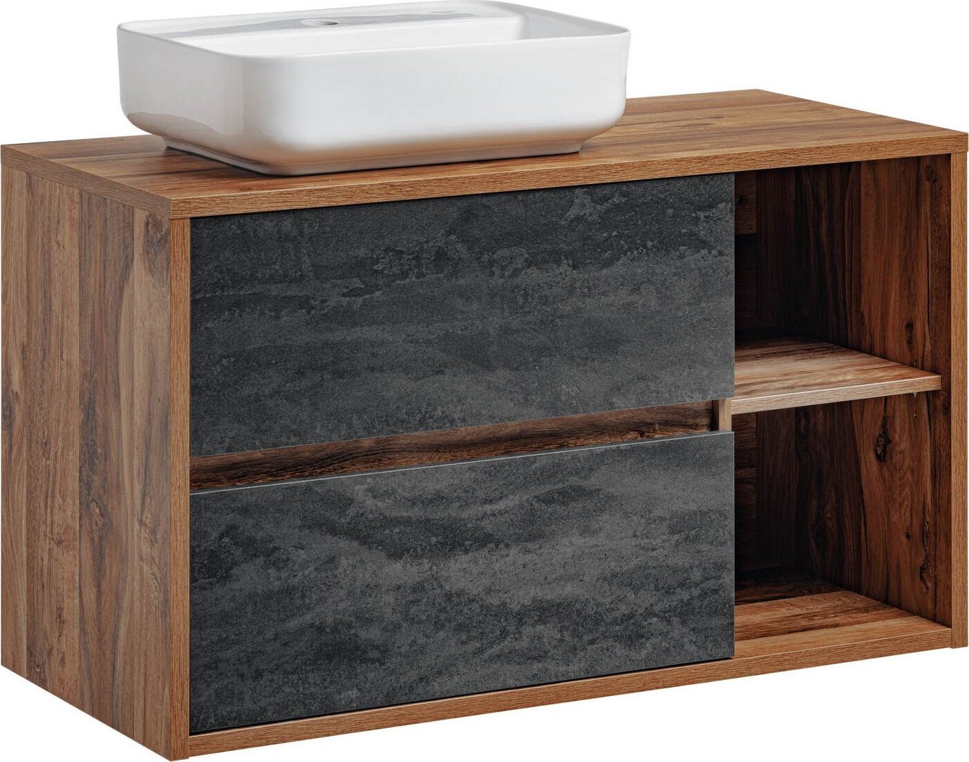 Comad Szafka z umywalką nablatową, Hampton, 100x46x60 cm, dąb hunton, mat