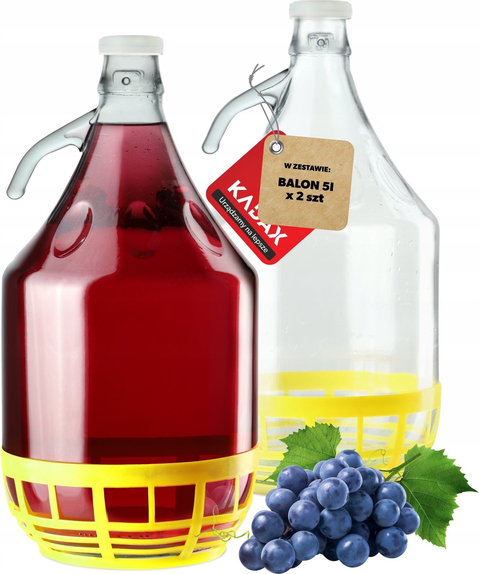 Kadax Gąsior Balon 5L Dama Butelka Na Wino W Koszu 2szt