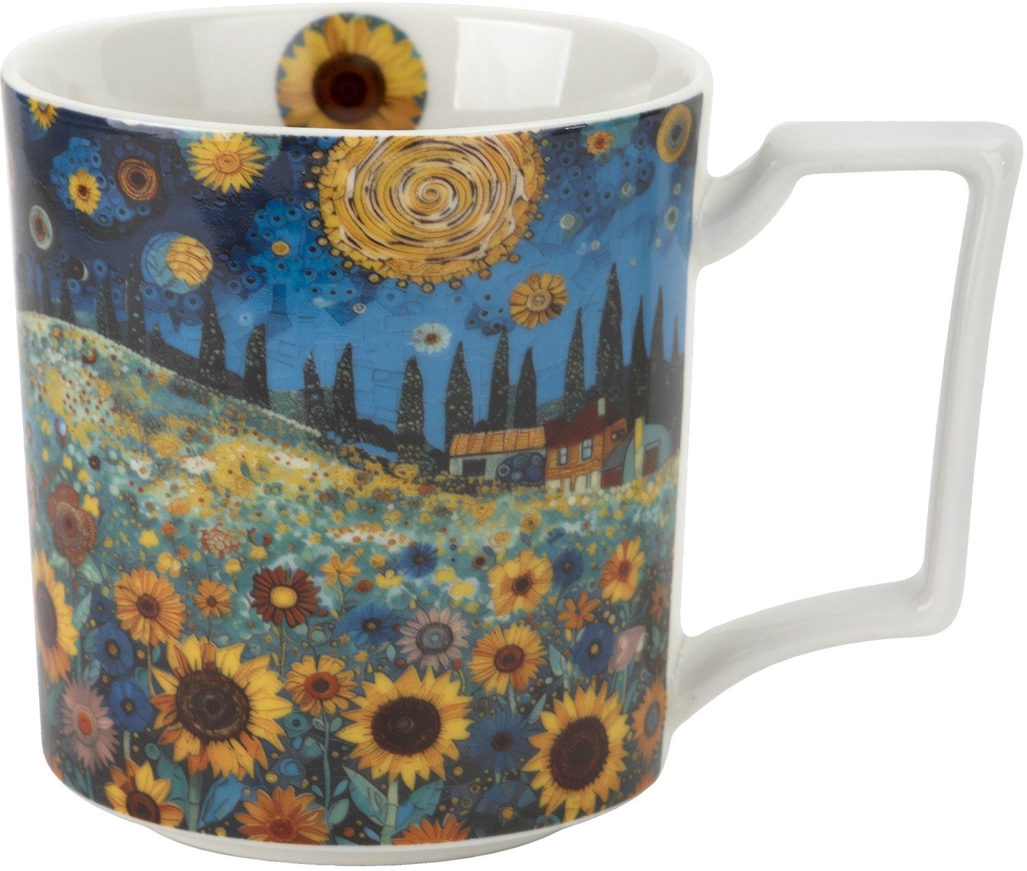 Duży kubek porcelanowy 750 ml Modern Sunflower Field