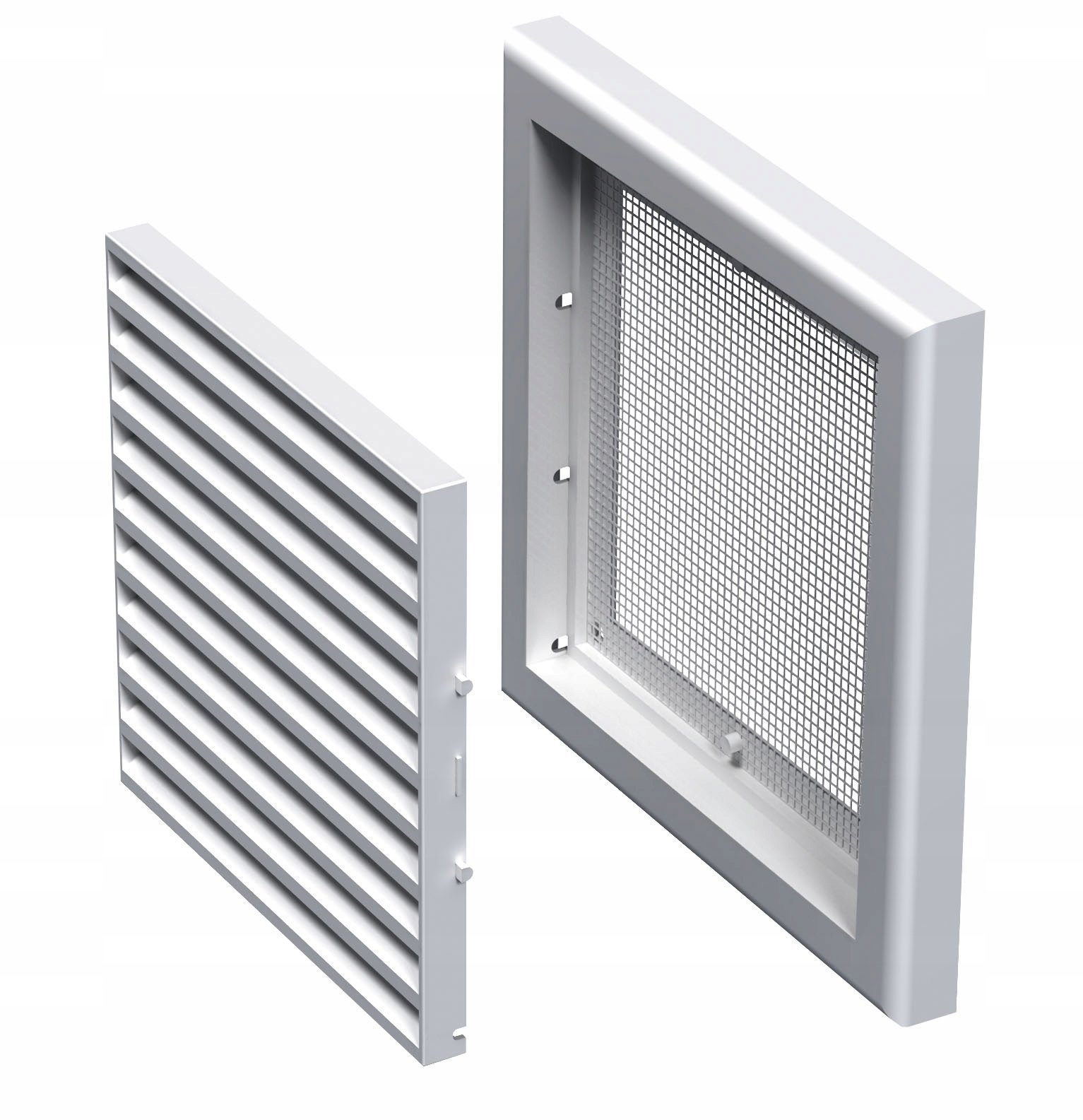 Kratka wentylacyjna 154x154 mm z siatką biała MW100A