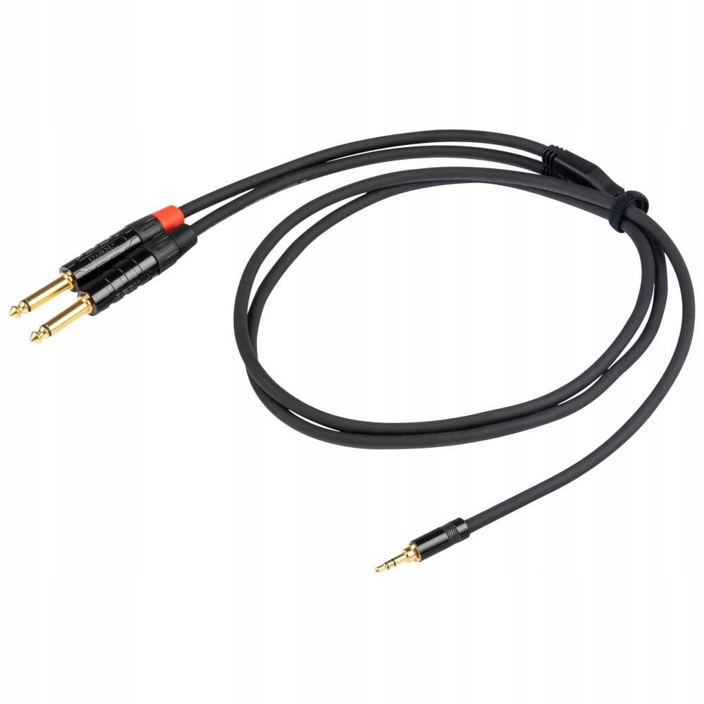 PROEL 3.5mm stereo male - 2 x 6.3mm mono male, 5m, black