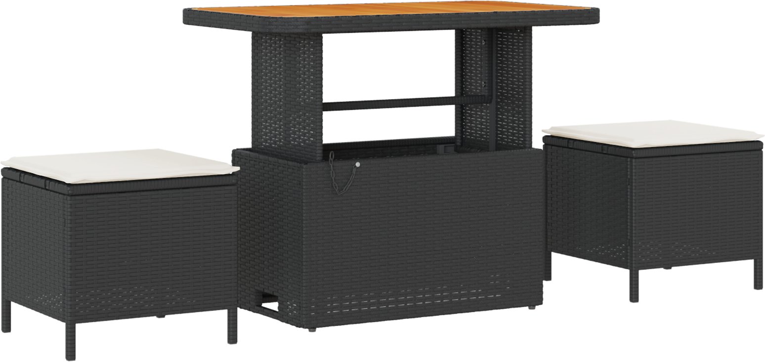 Zestaw sof ogrodowych vidaXL 11 elementów z poduszkami Czarny Polirattan Akacja