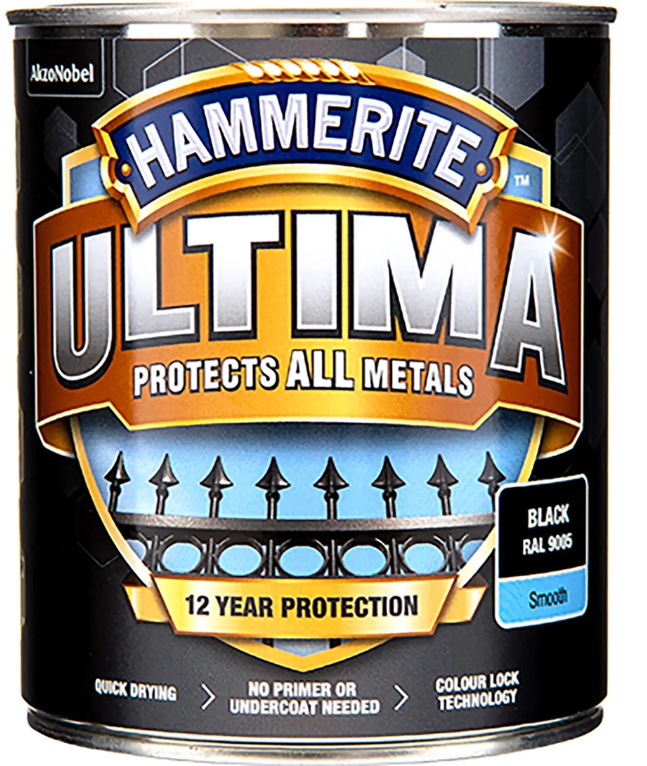 Hammerite Ultima Metalmaling - Sort - RAL 9005 - 750 ml.