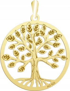 Radziszewska Jewellery Pozłacana Zawieszka DRZEWKO SZCZĘŚCIA DEDYKACJA