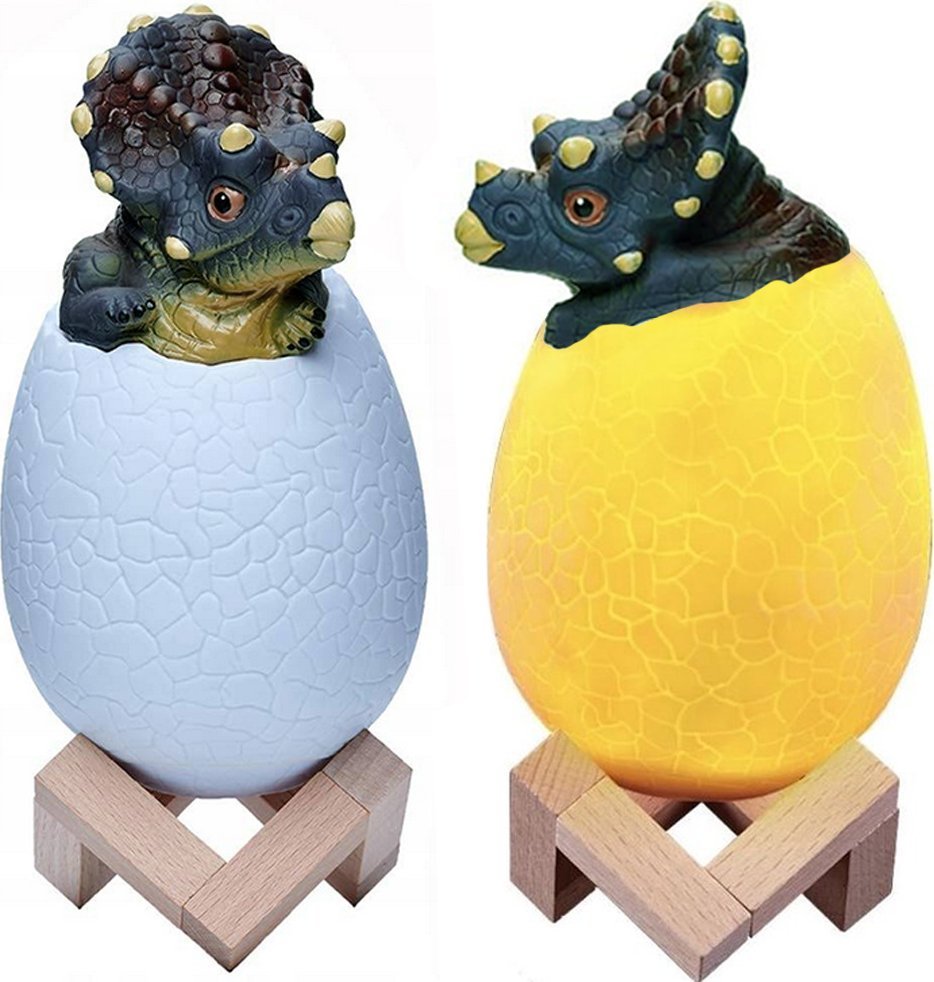 Lampka biurkowa Verk Lampka nocna dinozaur triceratops jajko rgb led jajo świecące dla dzieci Lampka nocna dinozaur triceratops jajko rgb led jajo świ