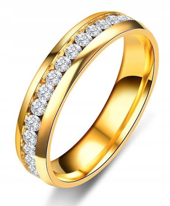 ZŁOTA OBRĄCZKA ŚLUBNA PIERŚCIONEK STAL 316L r.22