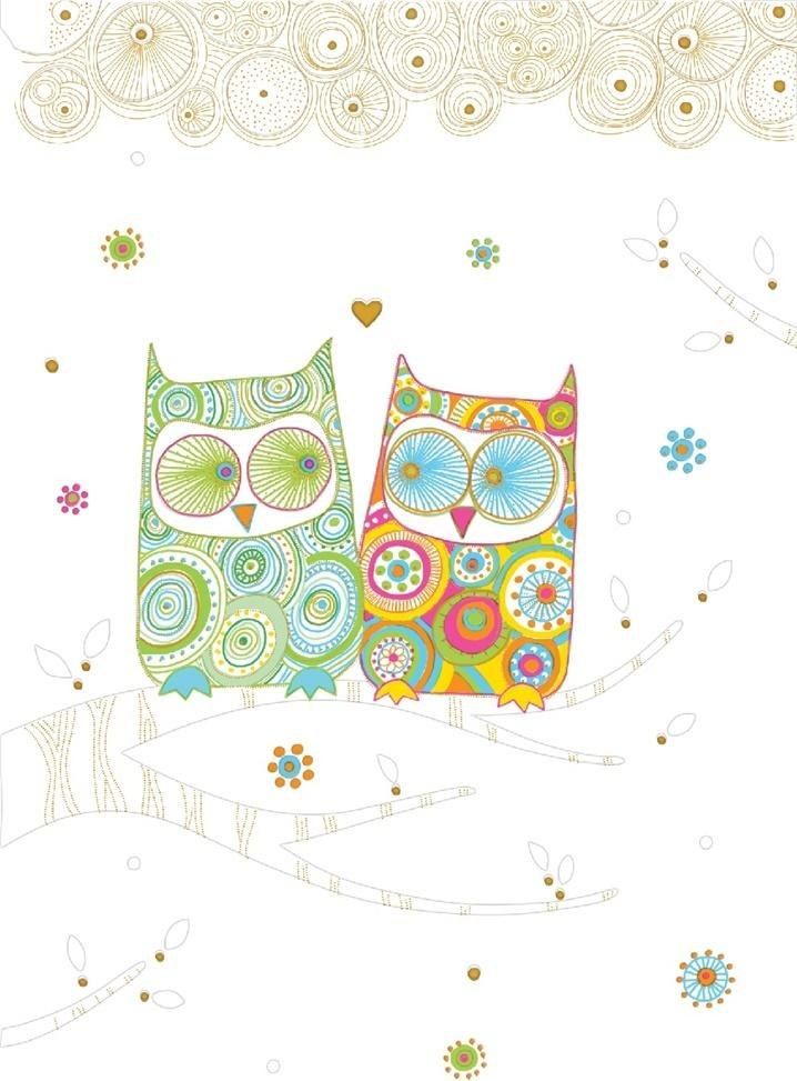 Turnowsky Karnet B6 + koperta Urodziny Sowy