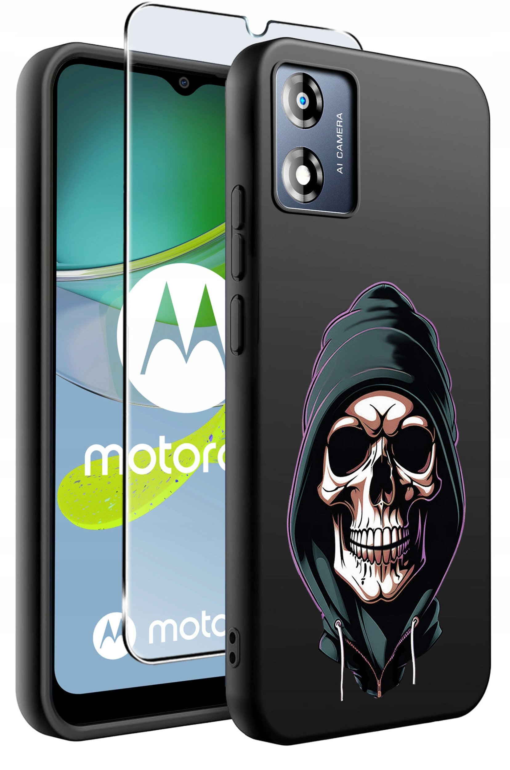 Etui do Motorola Moto E13 WZORY |SILIKONOWE MATT CASE + SZKŁO 9H