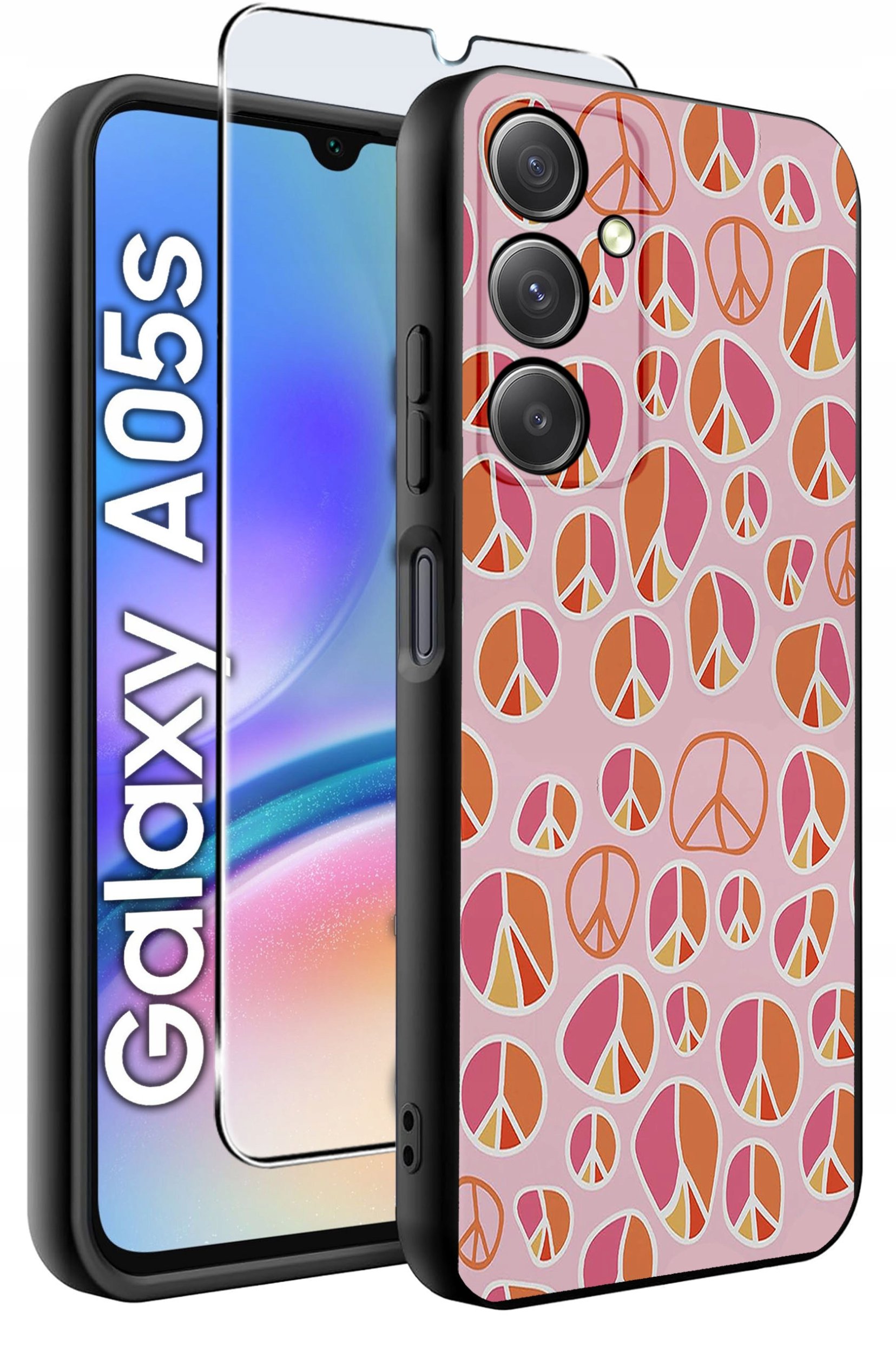 ETUI do Samsung A05s WZORY | SILIKONOWE MATT CASE + SZKŁO 9H