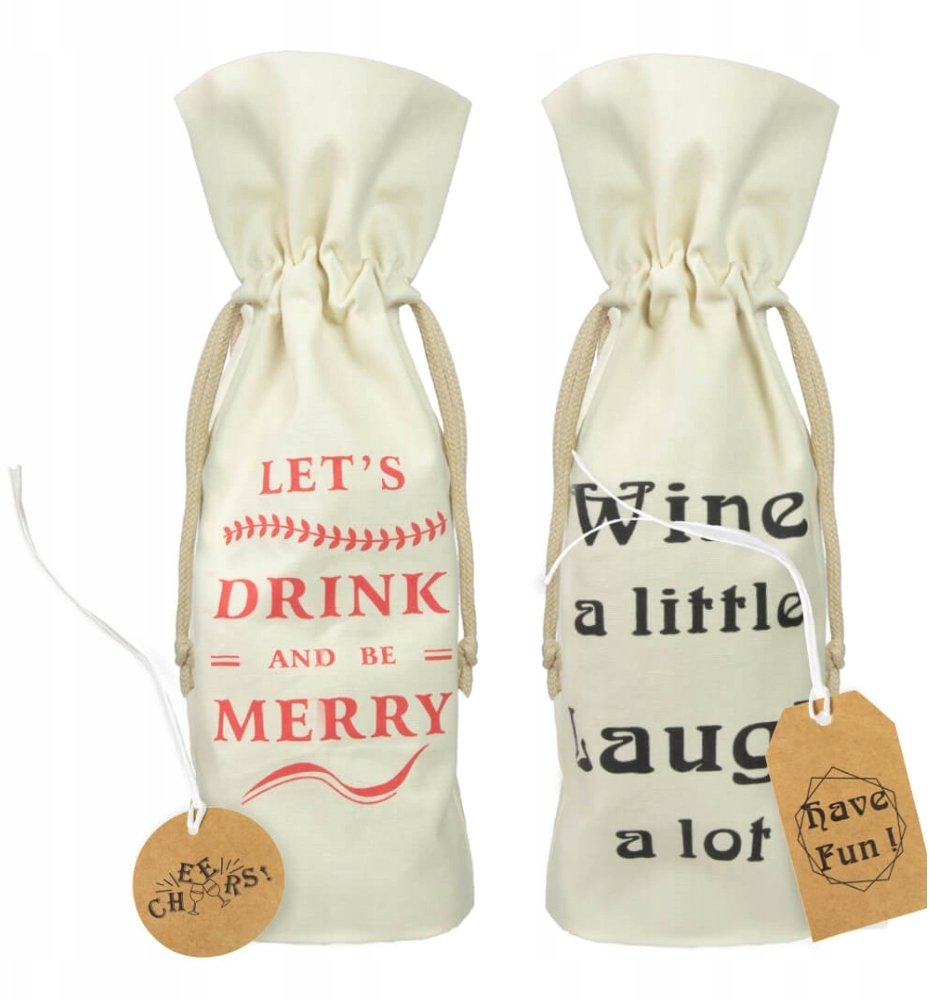 WOREK LNIANY NA BUTELKĘ torebka na prezent wino nalewki