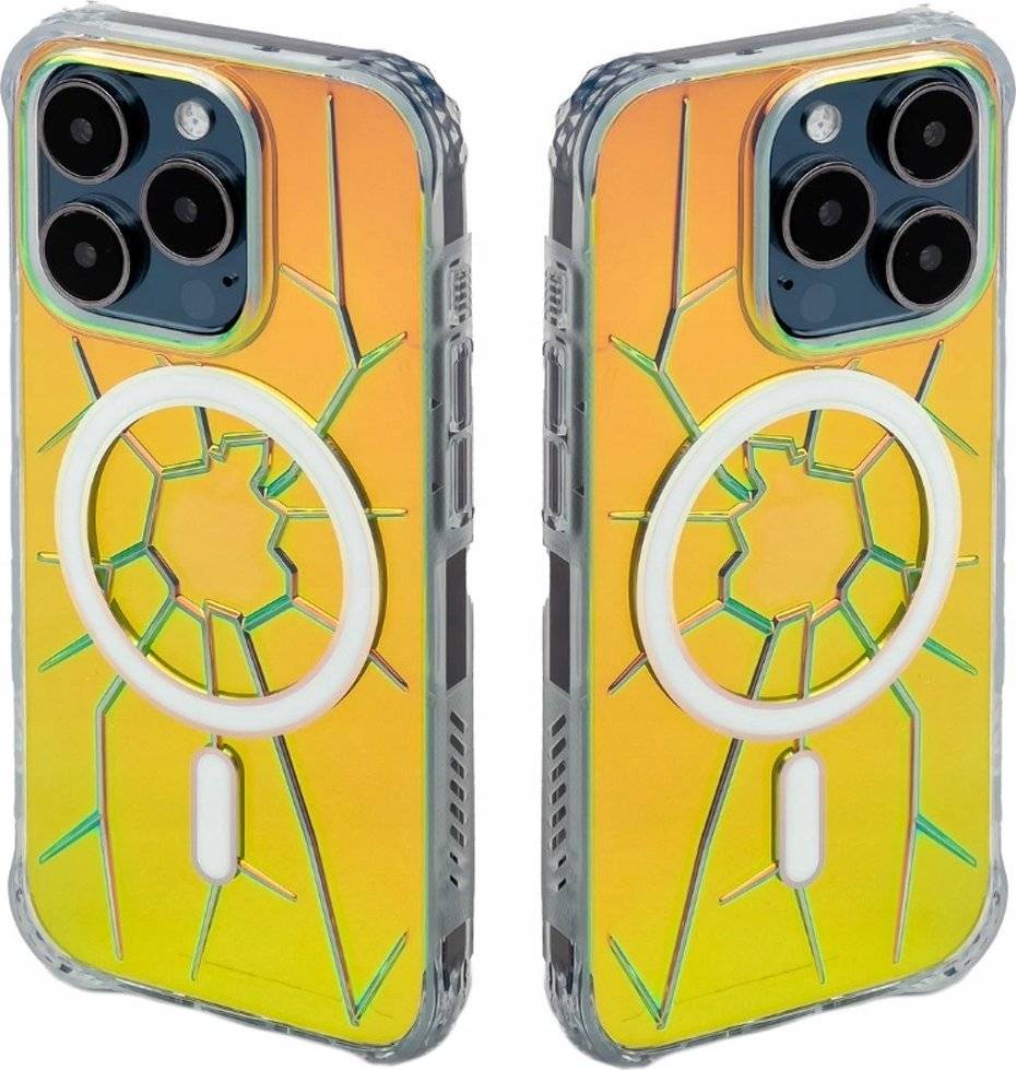 Kingxbar Etui silikonowe MagSafe Kingxbar PQY Crack Series do iPhone 15 Pro Max - holograficzne