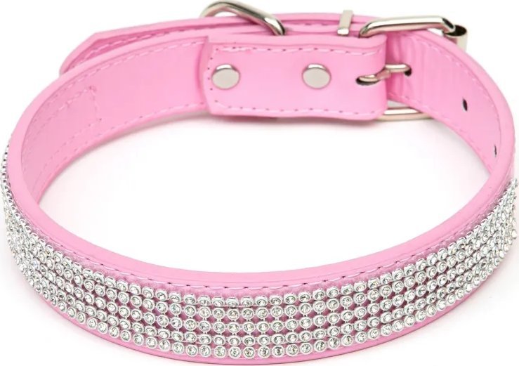 Paw Paw Love - Collar w. similisten (Small, 35x1.5cm) - Pink