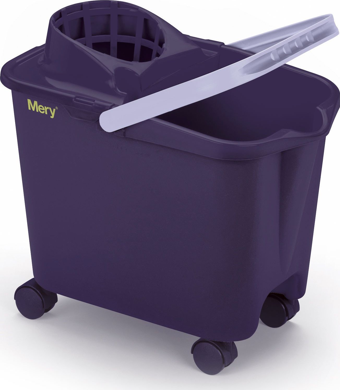 Mop NPC Polska Mery Prostokątne wiadro na kółkach z wyciskaczem 14 l fioletowe