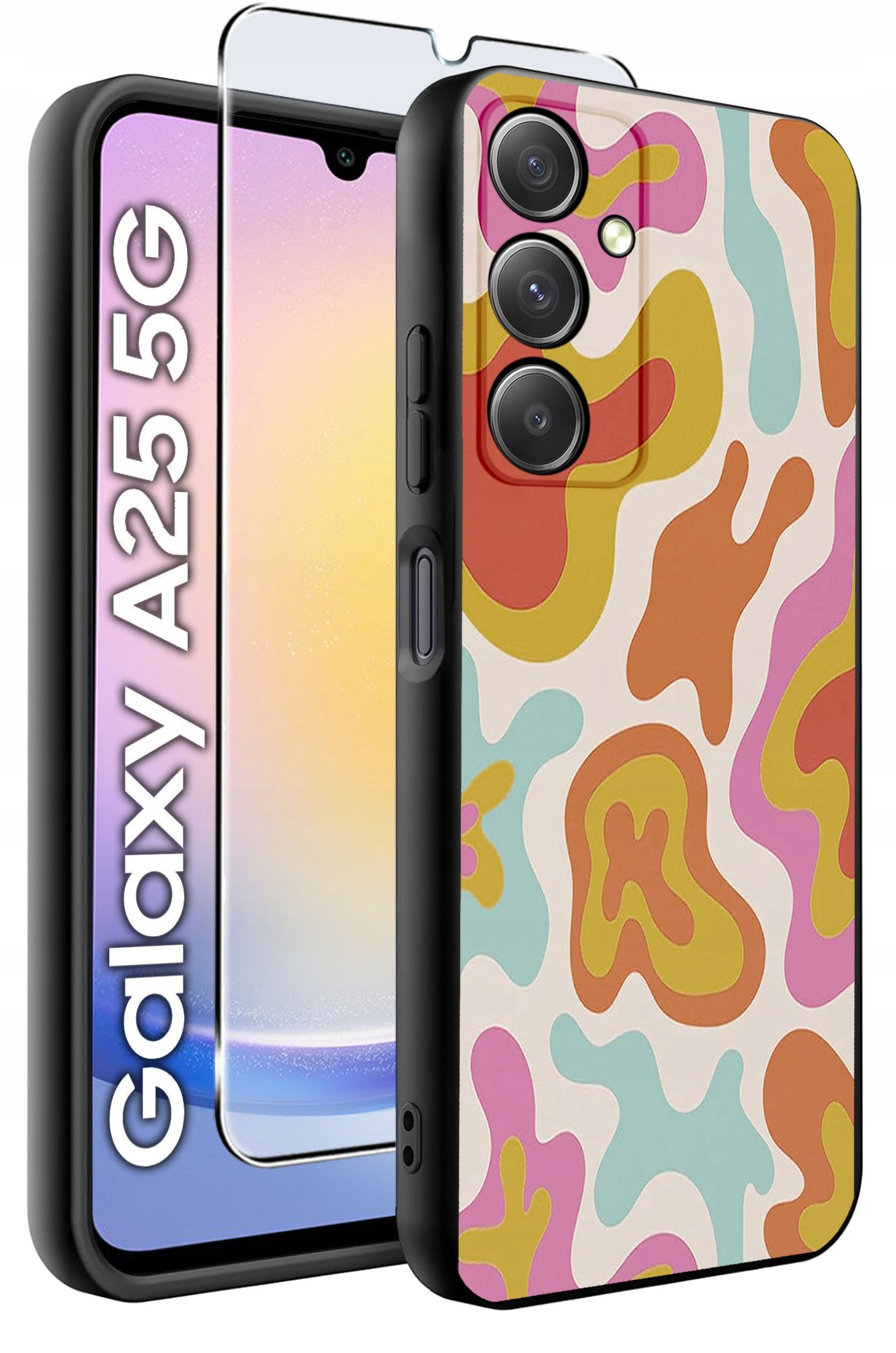 ETUI do Samsung A25 5G WZORY | SILIKONOWE MATT CASE + SZKŁO HARTOWANE 9H