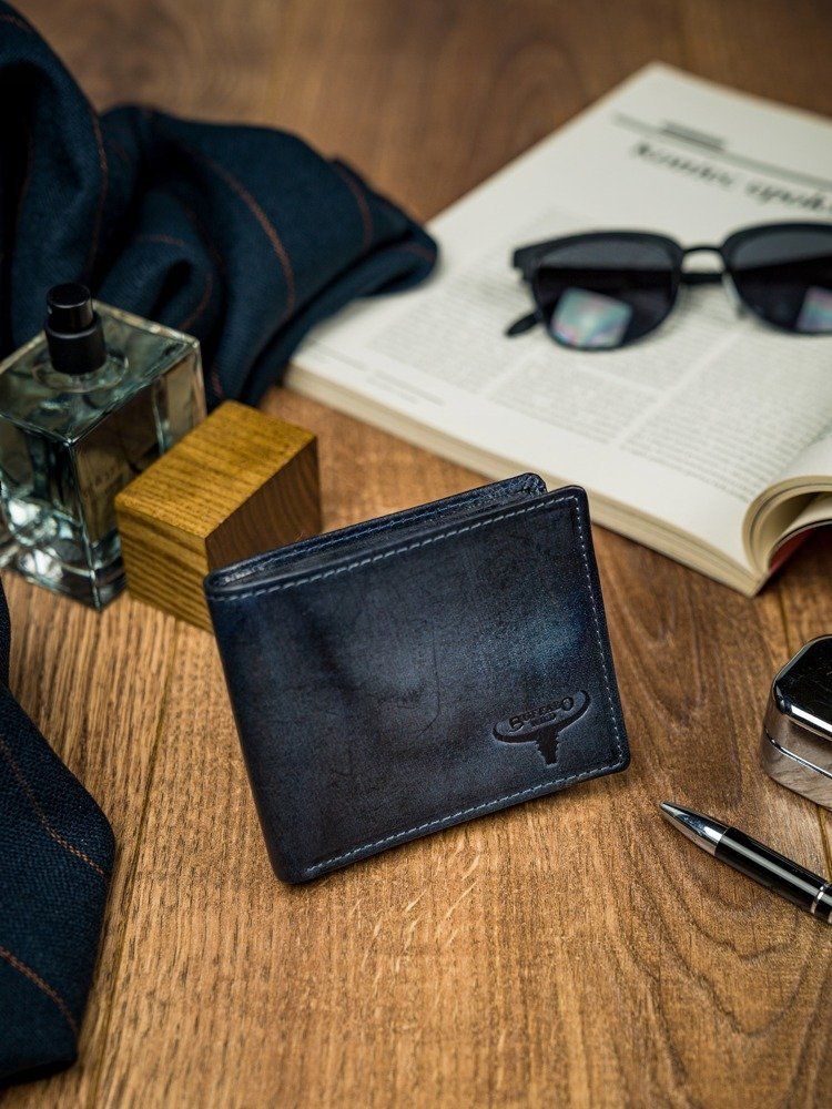 Buffalo Wild Poręczny Męski Portfel Buffalo Wild Skórzany RFID