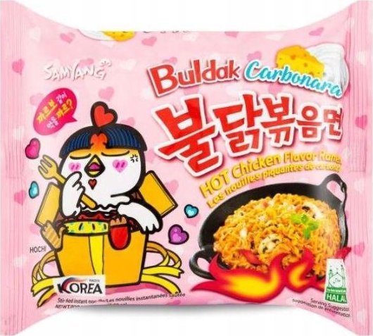 Samyang Zupka instant samyang buldak carbonara ramen koreańska różowa spicy hot jak ostra zupka danie instant 140g