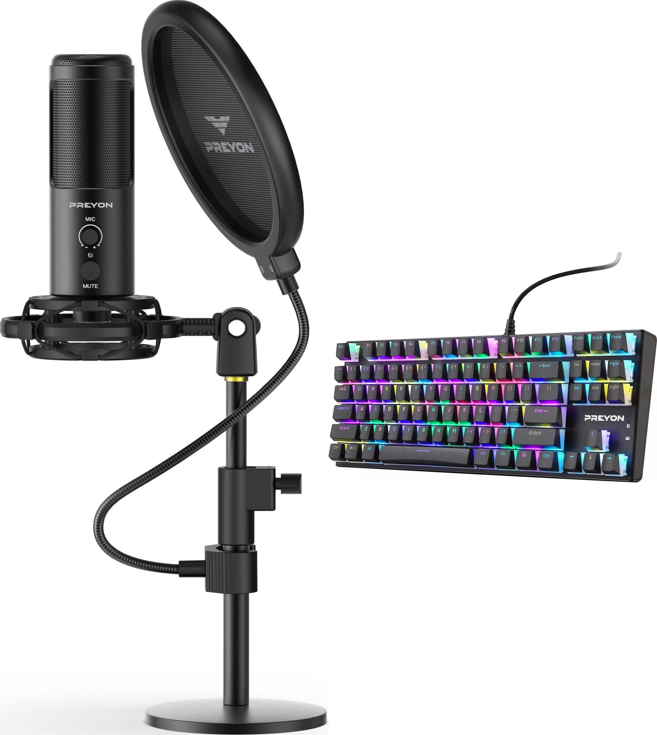 Mikrofon PREYON Buzzard Scream (PBS43B) + Klawiatura Preyon Blue Blitz Claw (PBBC87B)