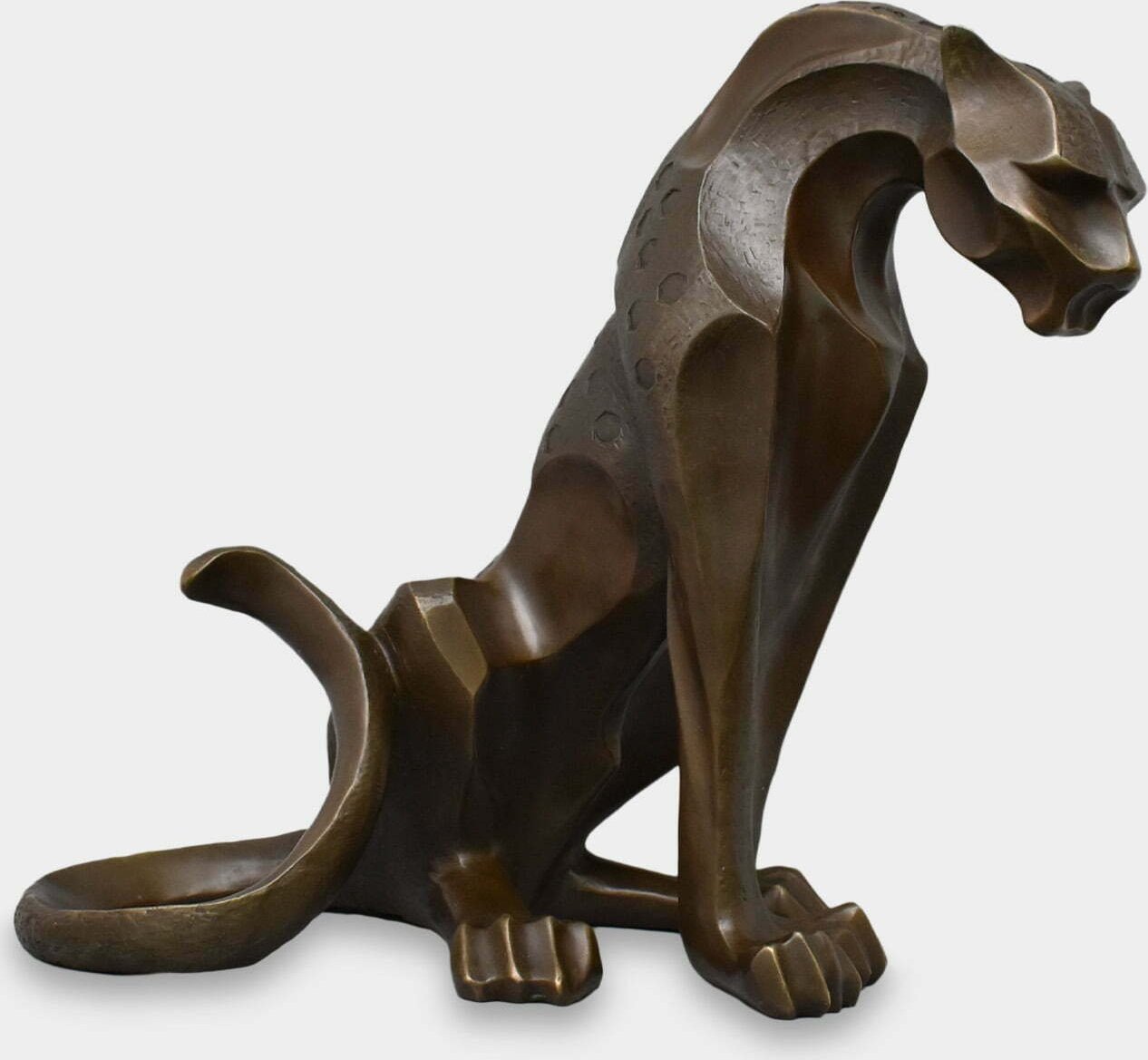 rzezbyzbrazu Siedzący Jaguar Modernistyczna Rzeźba z Brązu