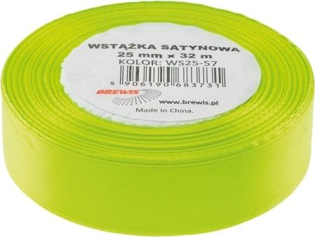 BREWIS Wstążka satynowa BREWIS 25mm/32mm kolor 57 zielony neon Brewis