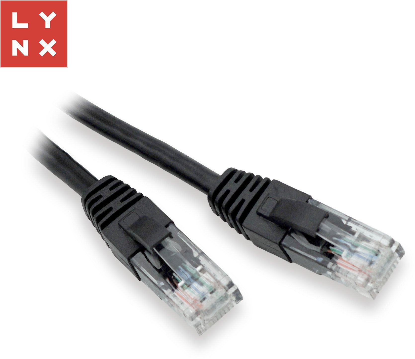 LYNX UTP patch kabel Cat5e, PVC, CCA, 0,3m, černý (balení obsahuje 10ks)