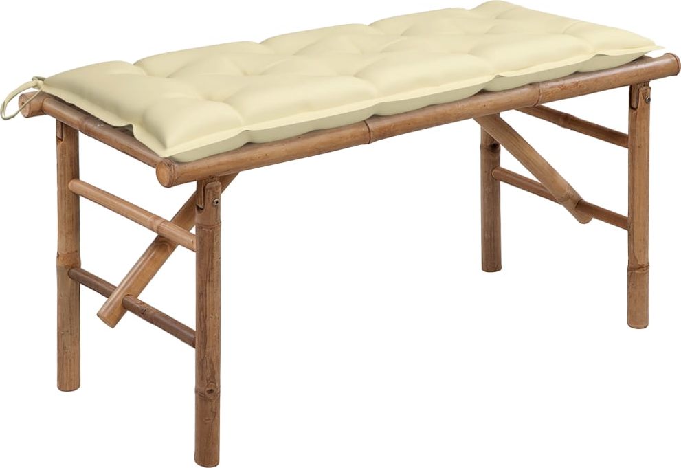 vidaXL Składana ławka ogrodowa z poduszką, 118 cm, bambusowa