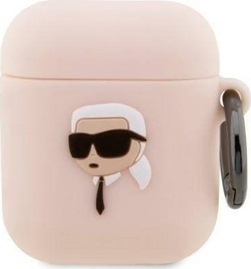 Karl Lagerfeld Etui Karl Lagerfeld KLA2RUNIKP Apple AirPods 2/1 cover różowy/pink Silicone Karl Head 3D