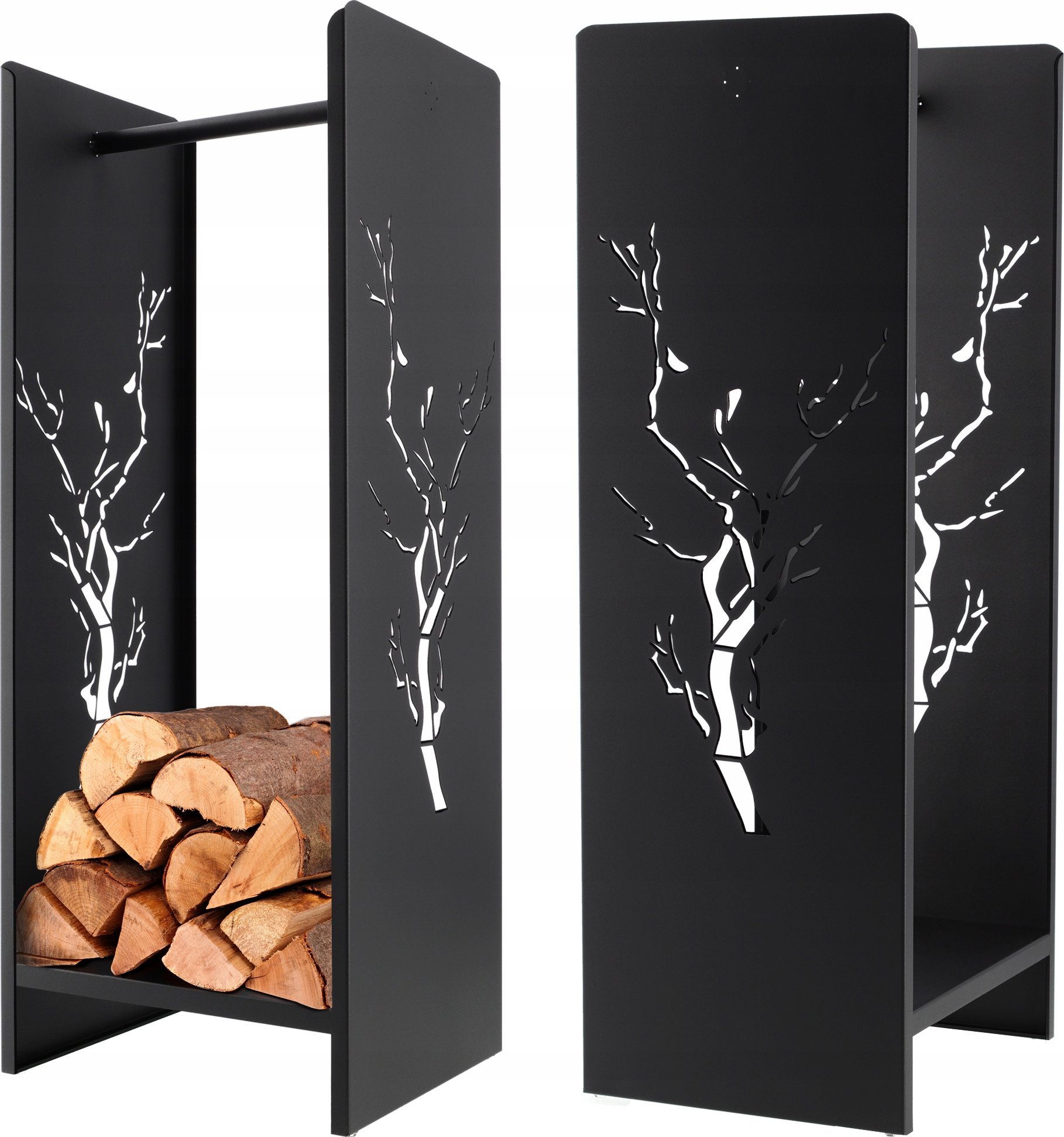 Kadax Stojak Na Drewno Kominkowe Kosz Metal Czarny Mat