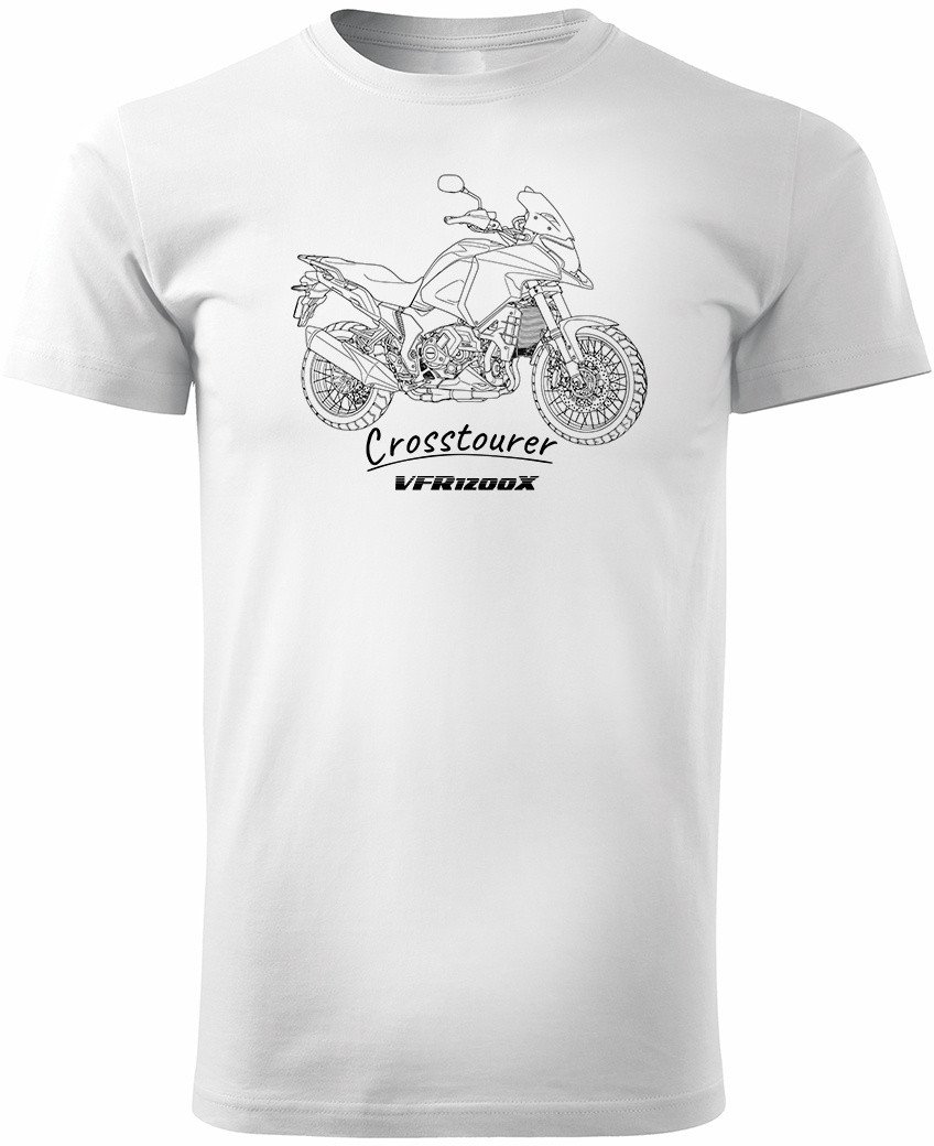 Koszulka z motocyklem Honda VFR1200X VFR 1200 X Crosstourer męska biała REGULAR M