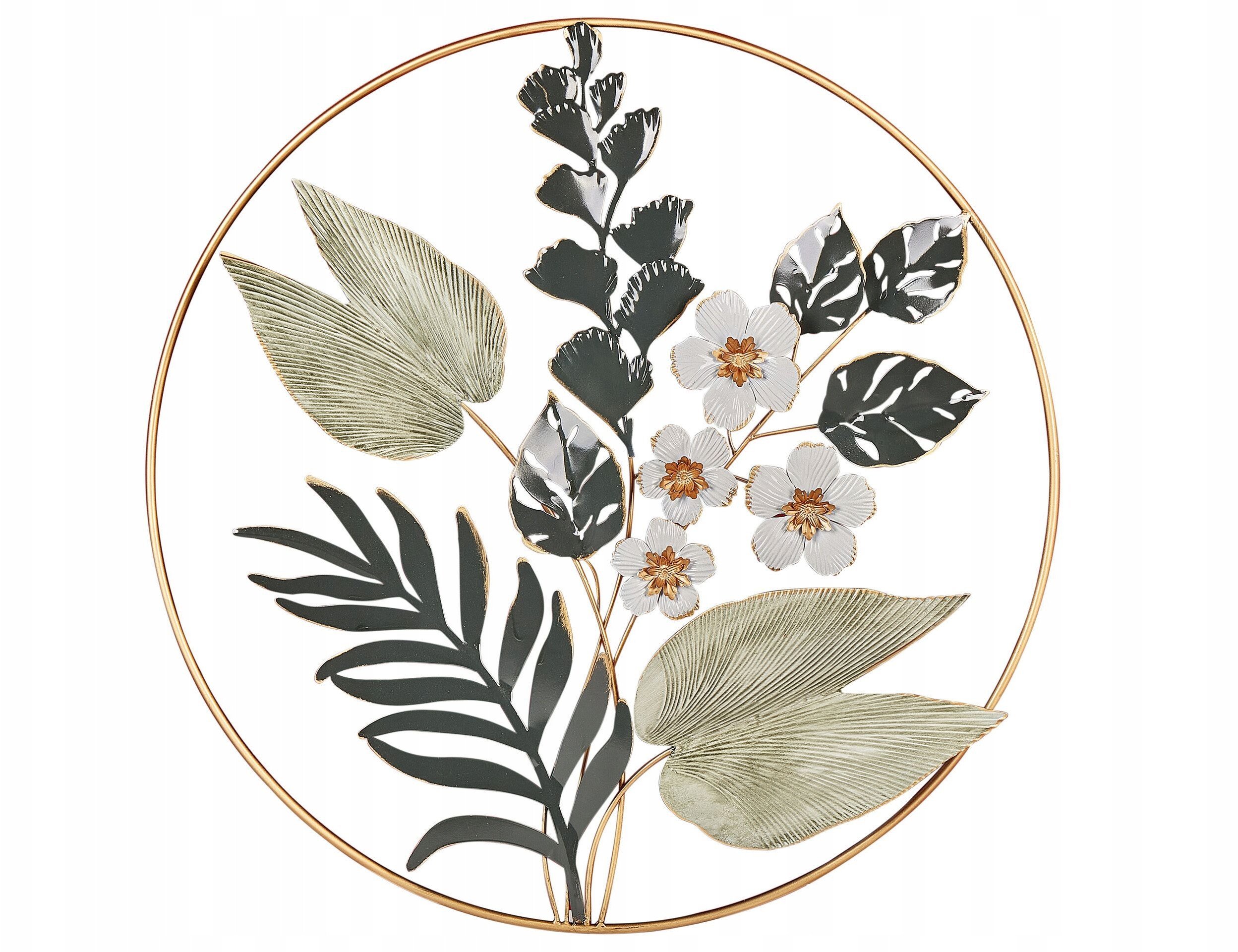 Beliani Dekoracja ścienna Kwiat DUBNIUM Metal Zielony 70 cm