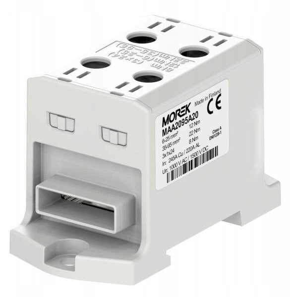 MOREK Złączka OTL95-2B szary 2xAl/Cu 6-95mm2 3x1x24 1000V AC / 1500V DC Uniwersalny zacisk z wejściem na elastyczną szynę MAA2095A20