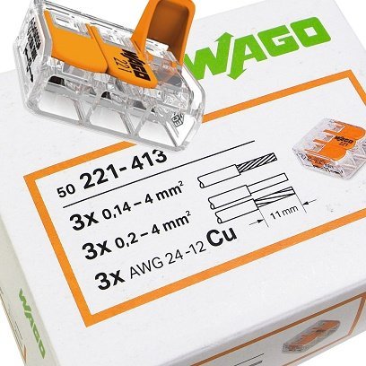 Szybkozłączka Wago 3x0,2-4mm2 klik 221-413 50szt