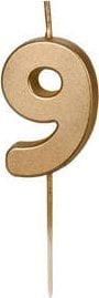 Świeczka urodz.Cyferka 9 4,5cm złoty 32385
