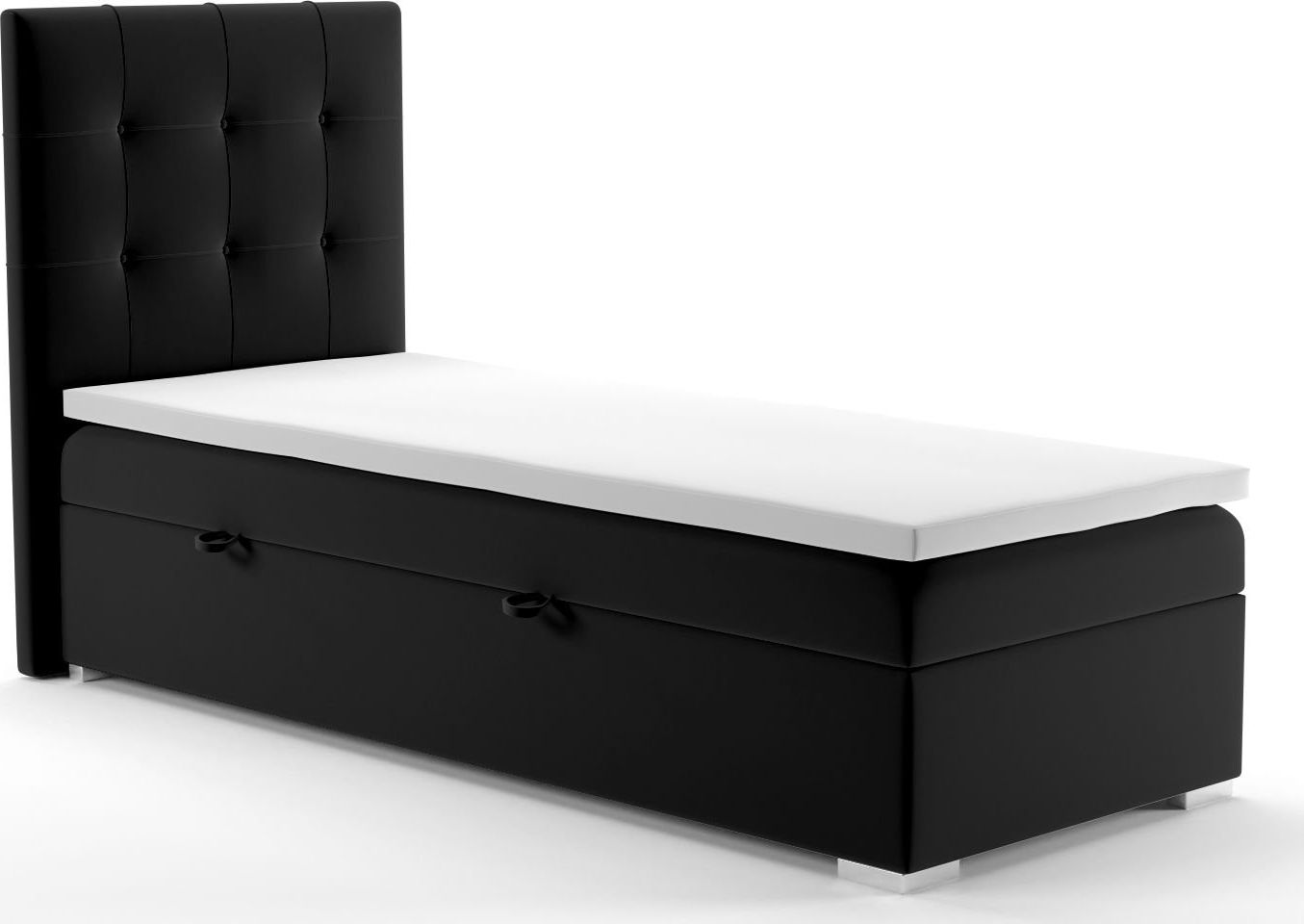 LAVERTO Łóżko kontynentalne JAGULA 90x200 czarne velvet z pojemnikiem