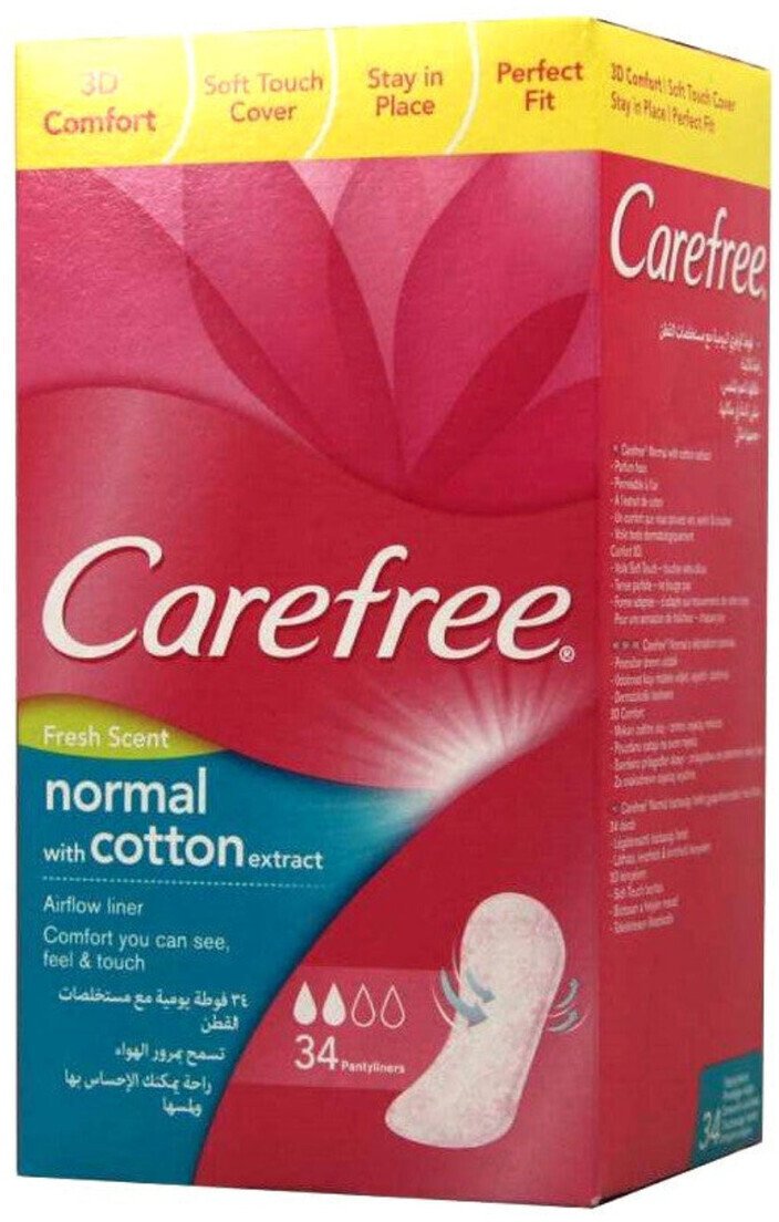 Carefree Cotton Wkładki higieniczne Flexifresh 34szt.