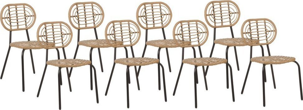 Beliani Zestaw 8 krzeseł z technorattanu naturalny PRATELLO